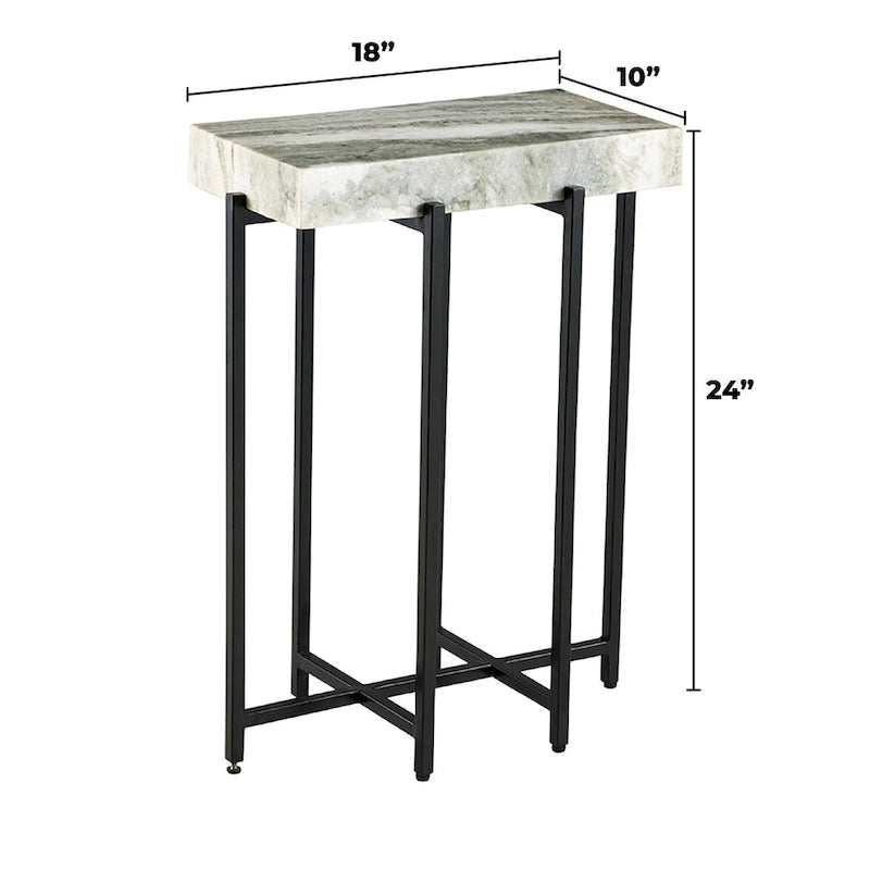 Modern 24 Tall Genuine Marble Top Accent End Table