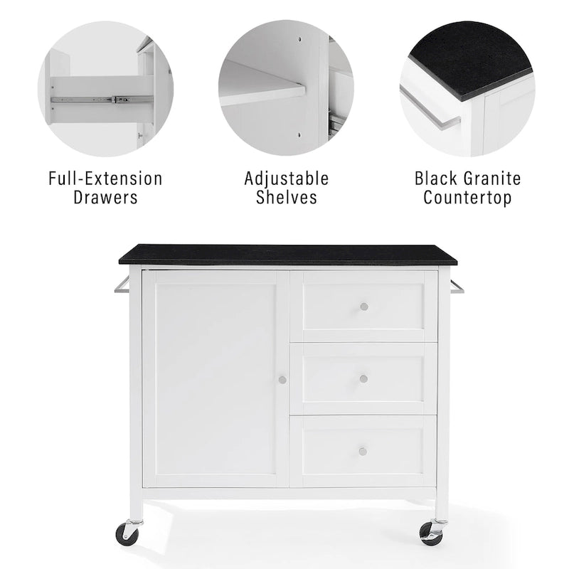 Granite Top Kitchen Island/Cart - 18.13d x 42.13w x 37.5h