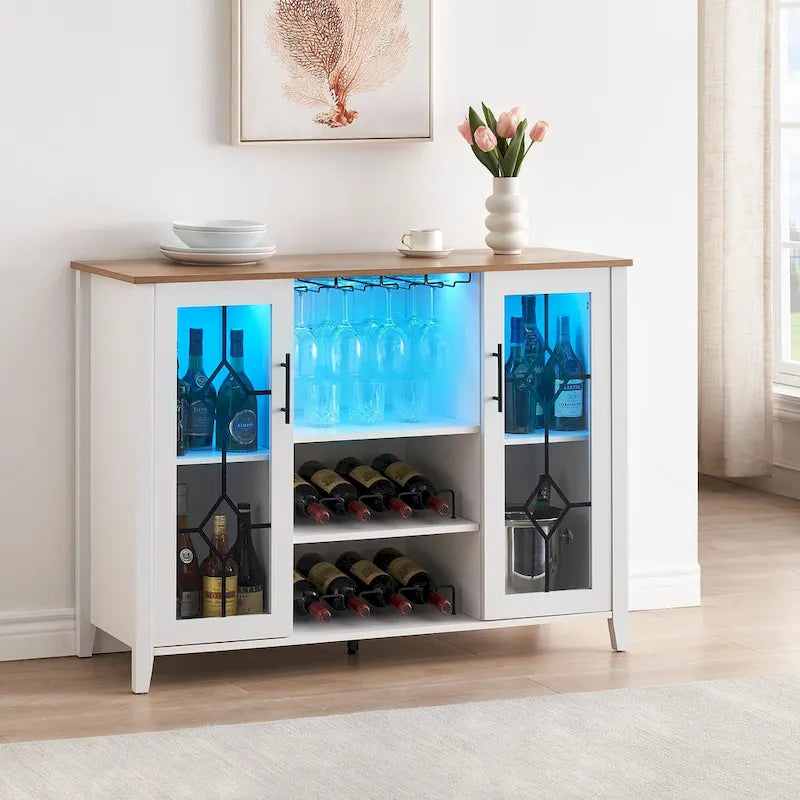 Wine Bar Cabinet with LED Light - 15.7D x 47.2W x 34.61H