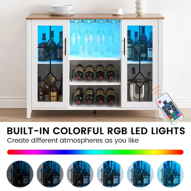 Wine Bar Cabinet with LED Light - 15.7D x 47.2W x 34.61H