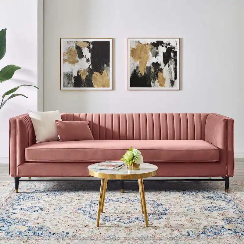 Channel Tufted Performance Velvet Sofa