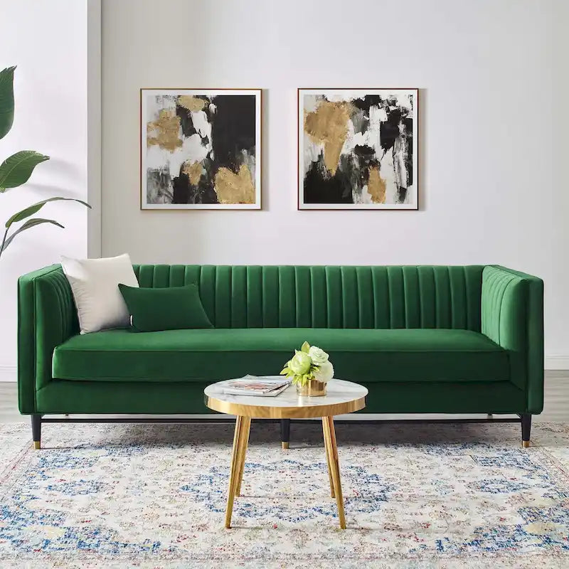 Channel Tufted Performance Velvet Sofa