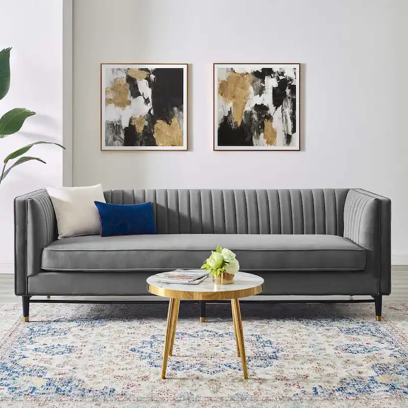 Channel Tufted Performance Velvet Sofa
