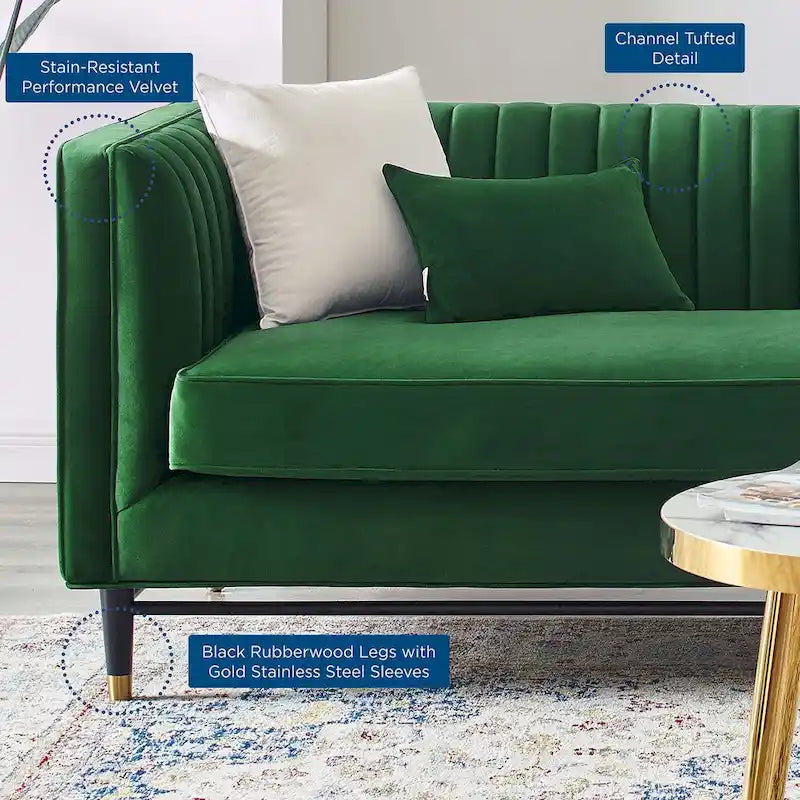 Channel Tufted Performance Velvet Sofa