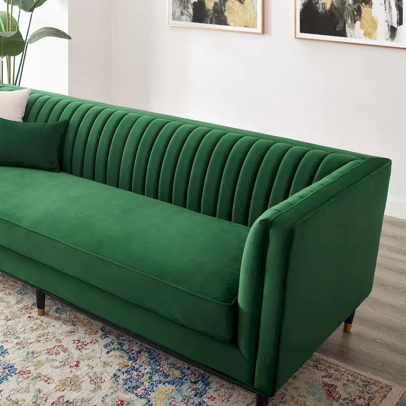 Channel Tufted Performance Velvet Sofa