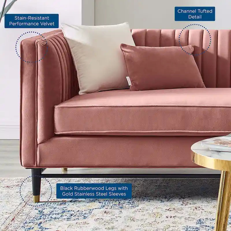 Channel Tufted Performance Velvet Sofa