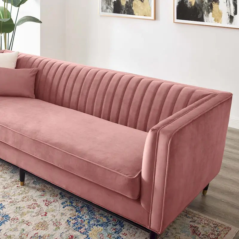 Channel Tufted Performance Velvet Sofa