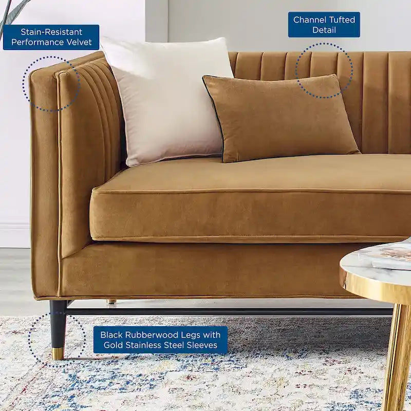 Channel Tufted Performance Velvet Sofa