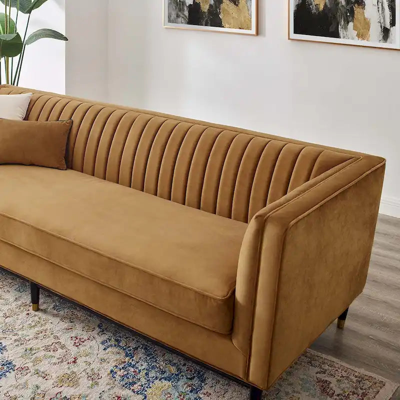 Channel Tufted Performance Velvet Sofa