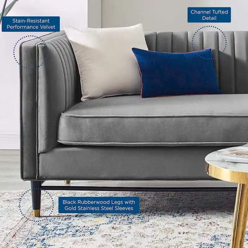 Channel Tufted Performance Velvet Sofa