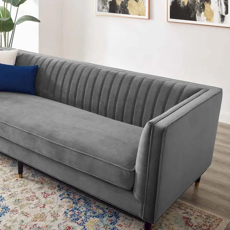 Channel Tufted Performance Velvet Sofa