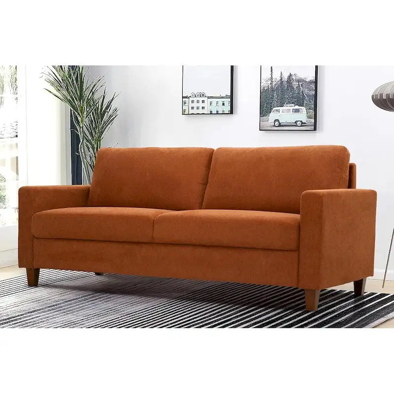 Moderne mid-century-bank, 3-zitsbank met omkeerbare rugkussens, groot