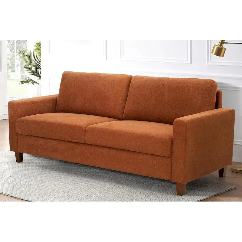 Mid Century Modern Couch 3 Seater Sofa with Reversible Back Pillows Large