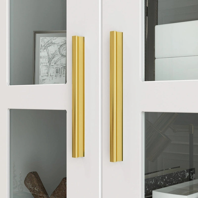 Display Cabinet with Glass Doors Bookcase Accent Living Room Hallway - 70.1Hx31.5W