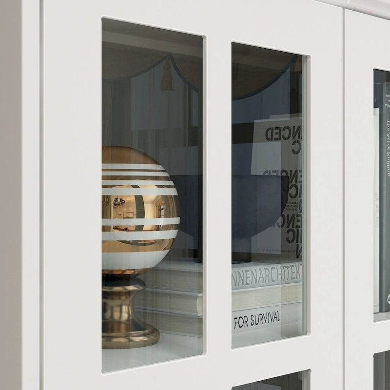 Display Cabinet with Glass Doors Bookcase Accent Living Room Hallway - 70.1Hx31.5W