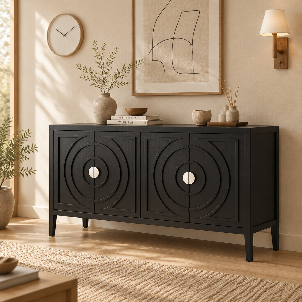 Retro-Sideboard mit kreisförmigem Rillendesign