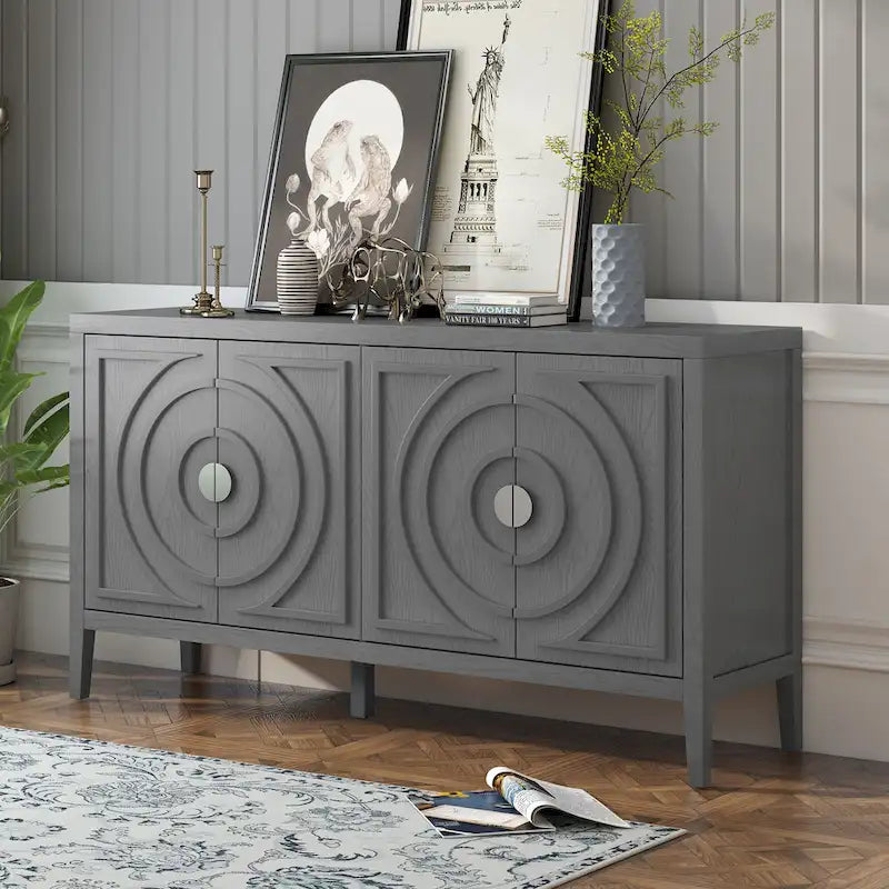 Retro-Sideboard mit kreisförmigem Rillendesign