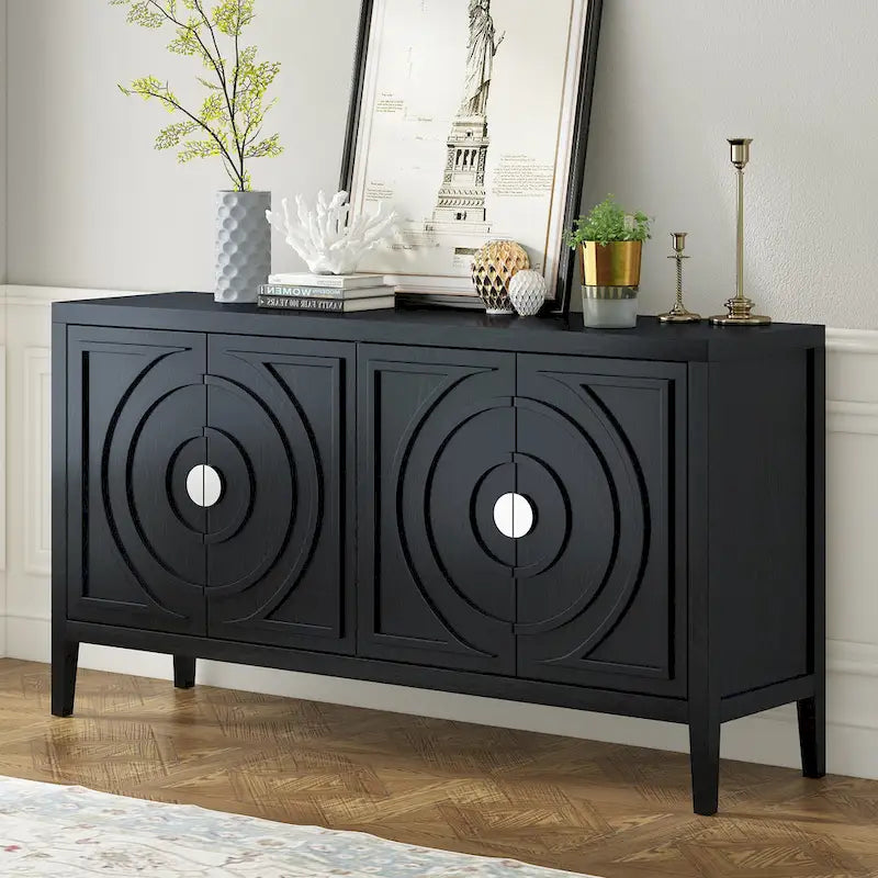 Retro-Sideboard mit kreisförmigem Rillendesign