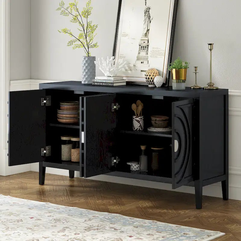 Retro-Sideboard mit kreisförmigem Rillendesign