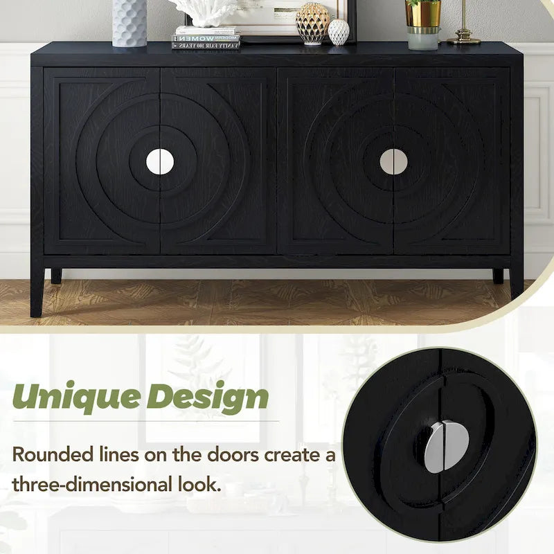Retro-Sideboard mit kreisförmigem Rillendesign
