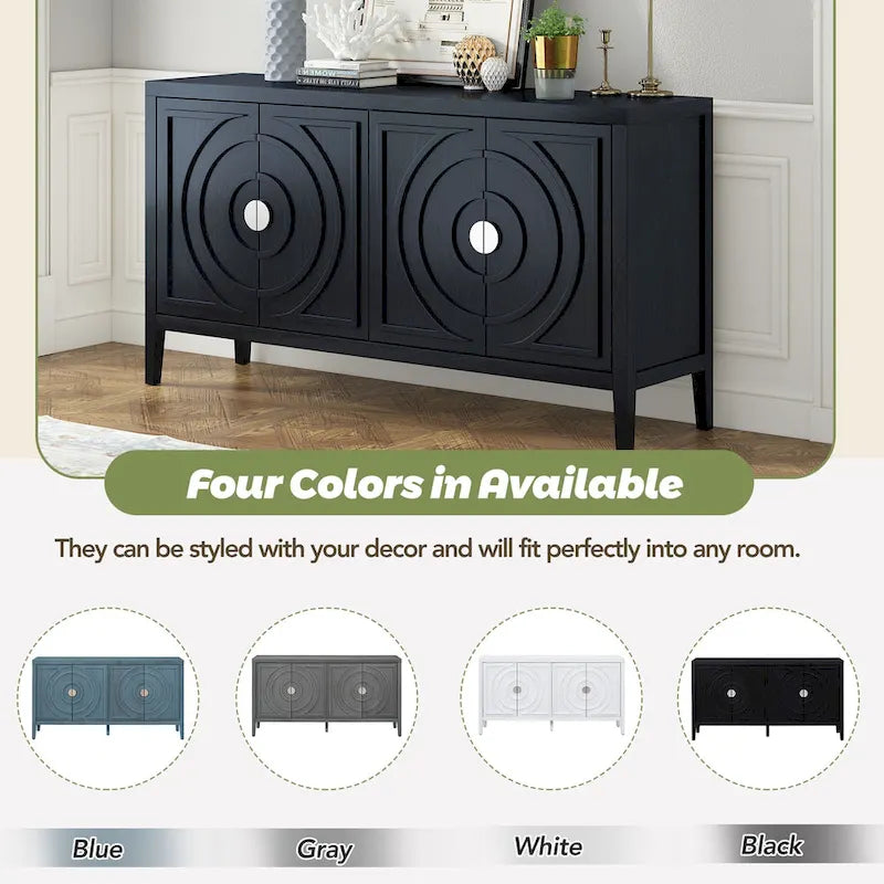 Retro-Sideboard mit kreisförmigem Rillendesign