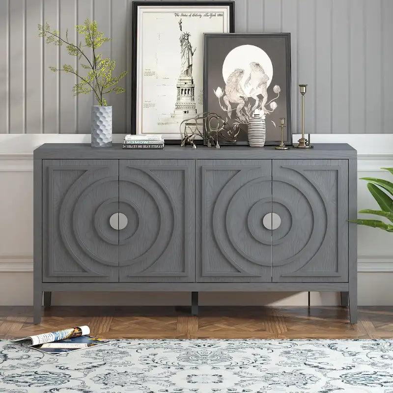 Retro-Sideboard mit kreisförmigem Rillendesign