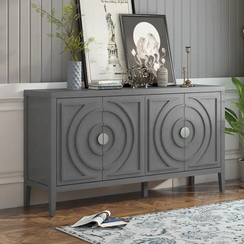 Retro-Sideboard mit kreisförmigem Rillendesign