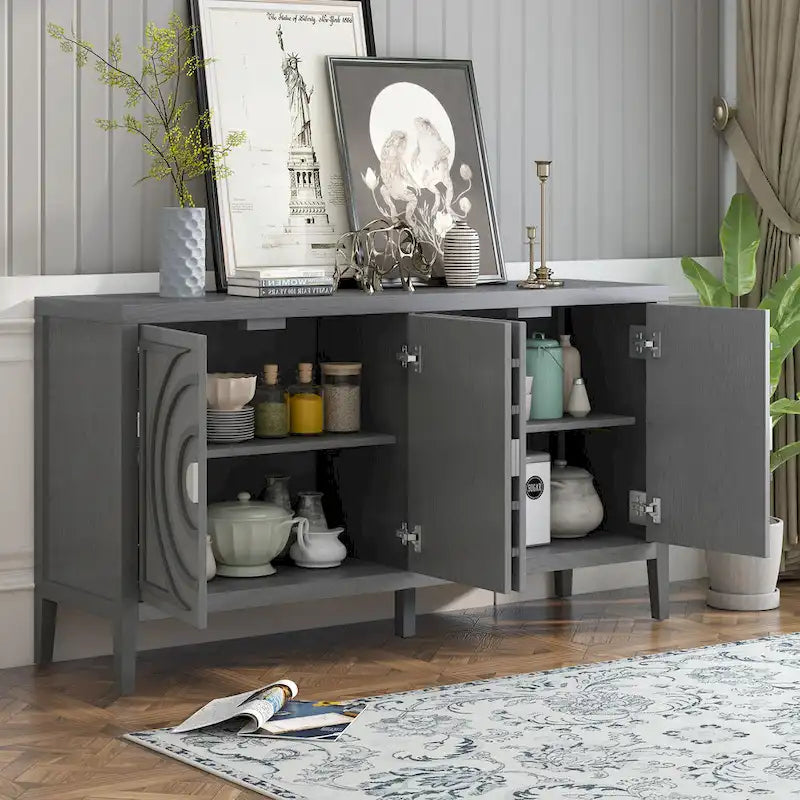 Retro-Sideboard mit kreisförmigem Rillendesign
