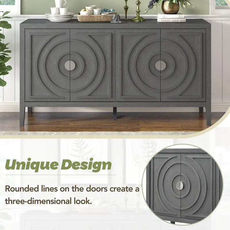 Retro-Sideboard mit kreisförmigem Rillendesign