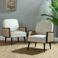 Modern-bohemischer gepolsterter Akzentsessel mit Holzbeinen, 2er-Set