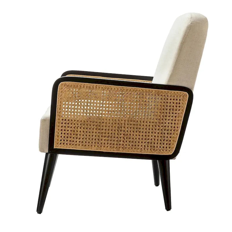 Modern-bohemischer gepolsterter Akzentsessel mit Holzbeinen, 2er-Set