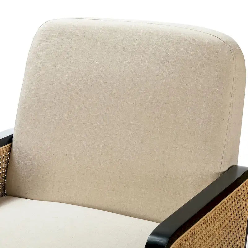 Modern-bohemischer gepolsterter Akzentsessel mit Holzbeinen, 2er-Set