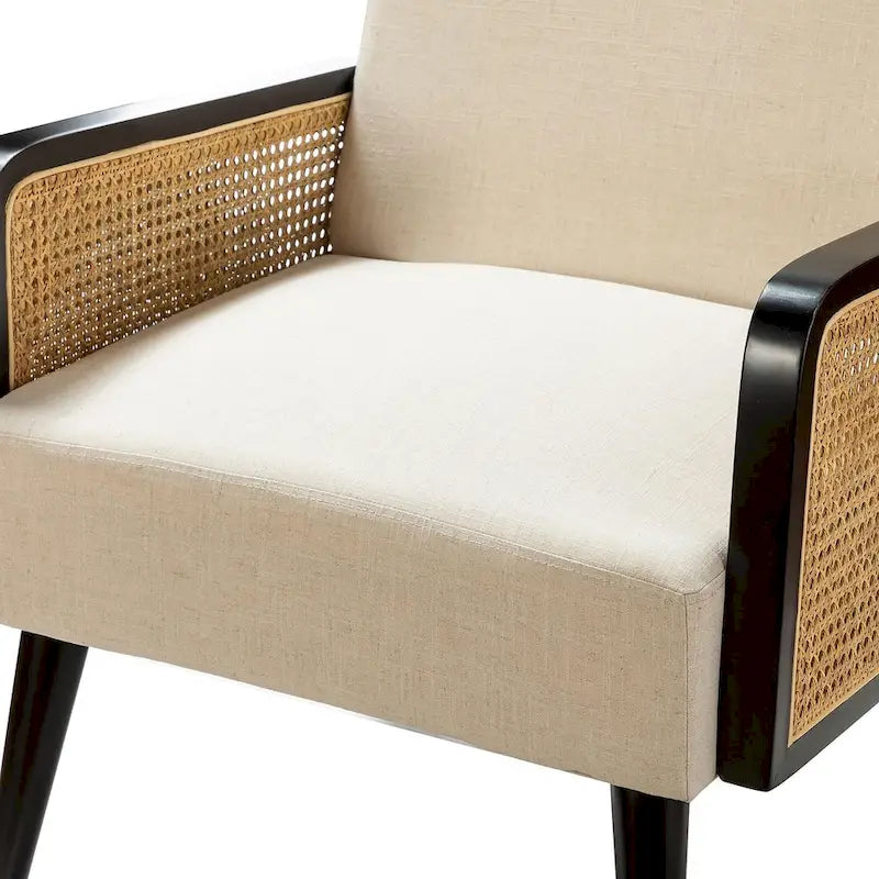 Modern-bohemischer gepolsterter Akzentsessel mit Holzbeinen, 2er-Set