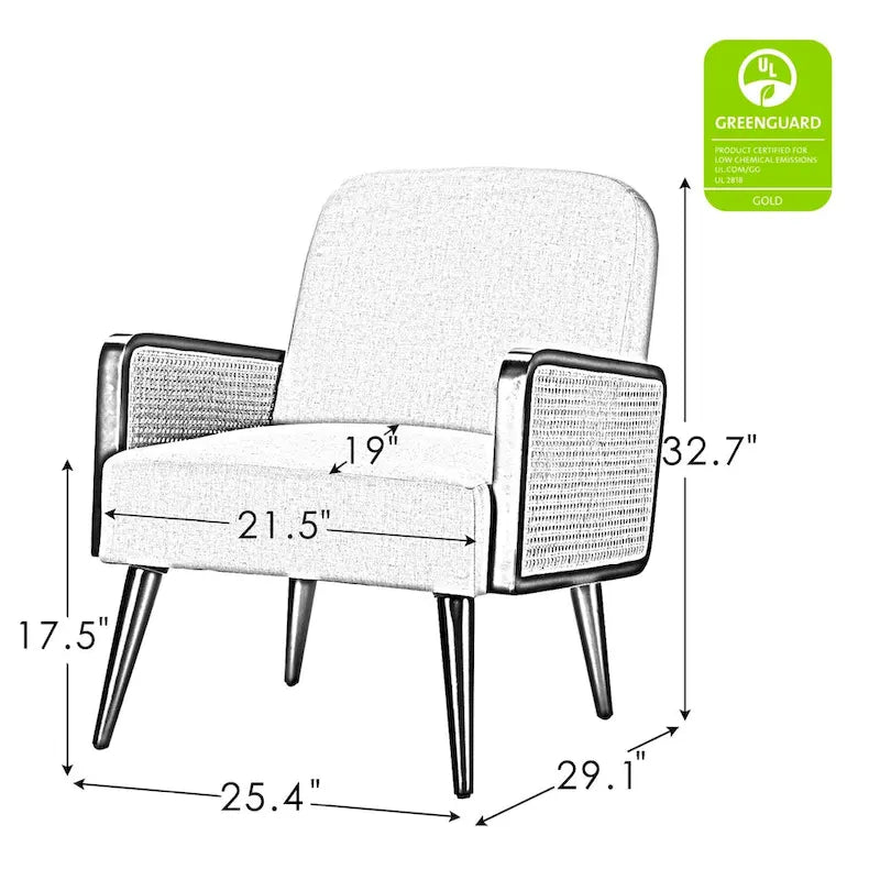 Modern-bohemischer gepolsterter Akzentsessel mit Holzbeinen, 2er-Set